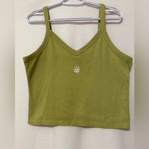 So Womens Boho‎ Waffle Knit Floral Daisy Bright Green Cami Tank XXL Beach Summer